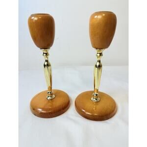 Vintage Hand Turned Oregon Myrtlewood Candle Sticks